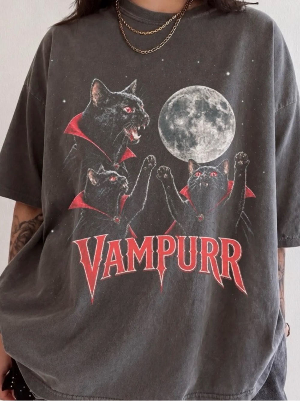 Horror Black Cat Graphic Tee - Pets Cat